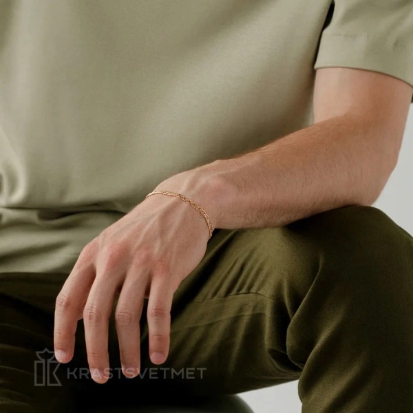 Браслет из красного золота, плетение «Ромб тройной»